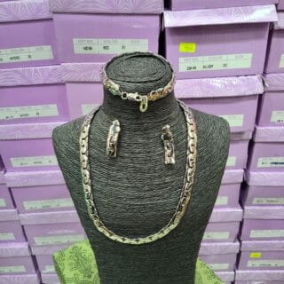 COMPLET CHAINE & BOUCLE & BRACELET ARGENT