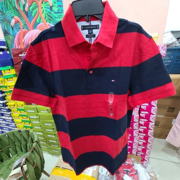 POLO TOMMY HILFIGER ROUGE/BLANC