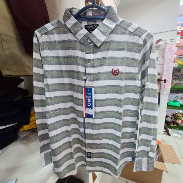 CHEMISE ENFANT RAYEE VERT BLANC TSNO,7G