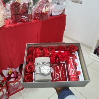 Box cadeau homme de parfum + montre BELLOS + gourmette