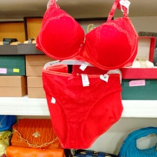 ENSEMBLE LINGERIE SOUTIEN + CALECON FEMME ROUGE